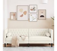 Vidaxl Canapé Chesterfield Avec Traversins 3 Places Crème Velours