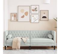 vidaXL Canapé Chesterfield avec traversins 3 places gris clair velours