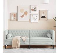 vidaXL Canapé Chesterfield avec traversins 3 places gris clair velours, canapé, canapé de salon, canapé à trois places, 372693