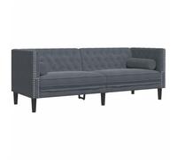 vidaXL Canapé Chesterfield avec traversins 3 Places Gris foncé Velours, canapé, canapé de Salon, canapé à Trois Places, canapé rembourré