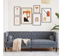 Vidaxl Canapé Chesterfield Avec Traversins 3 Places Gris Foncé Velours Gris