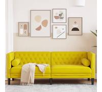 vidaXL Canapé Chesterfield avec traversins 3 Places Jaune Velours, canapé, canapé de Salon, canapé à Trois Places, canapé rembourré, sièges de Salon