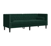 vidaXL Canapé Chesterfield avec traversins 3 Places Vert foncé Velours