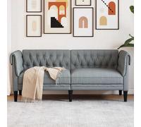 vidaXL Canapé Chesterfield Gris Clair 182.5 x 74.5 x 74.5 cm Tissu, Salon, Canapé Chesterfield, Capitonné, Pieds Solides, Remplissage en Mousse, Canapé Confortable, Style Classique