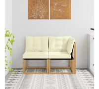 vidaXL Canapé d¿extérieur milieu et coin avec coussin 2 Pièce Blanc