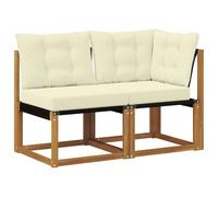vidaXL Canapé d¿extérieur milieu et coin avec coussin 2 Pièce Naturel