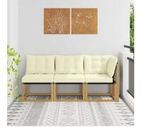 vidaXL Canapé d’extérieur milieu et coin avec coussin 3 Pièce Blanc 901621