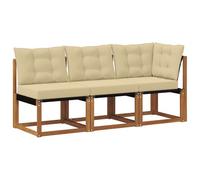 vidaXL Canapé d¿extérieur milieu et coin avec coussin 3 Pièce Naturel