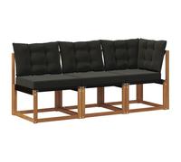 vidaXL Canapé d¿extérieur milieu et coin avec coussin 3 Pièce Naturel