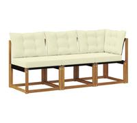 vidaXL Canapé d¿extérieur milieu et coin avec coussin 3 Pièce Naturel