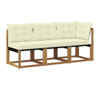 vidaXL Canapé d’extérieur Milieu et Coin avec Coussin 3 Pièce Naturel, Mobilier de Balcon, Style Moderne, Design résistant, Bois d'acacia, idéal pour Le Jardin et l'extérieur