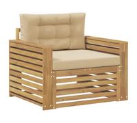 vidaXL Canapé d’extérieur Polyester Blanc et Beige