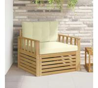 vidaXL Canapé d¿extérieur Polyester Blanc et crème