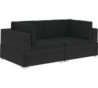 vidaXL Canapé d'angle 2 pièces avec coussins Poly rotin noir