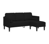 vidaXL Canapé d'angle 3 Places Noir 160 cm Tissu