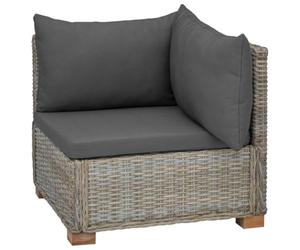 vidaXL Canapé d'angle avec Coussins GENDT Rotin Naturel Gris Kubu, Canapé en Bois de Mahogany, élégant avec accoudoirs, Housses Amovibles et lavables, pour l'intérieur et extérieur