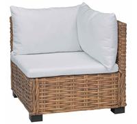 vidaXL Canapé d'angle avec Coussins GENDT Rotin Naturel Naturel, Canapé en Bois de Mahogany, élégant avec accoudoirs, Housses Amovibles et lavables, pour l'intérieur et extérieur