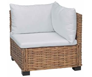 vidaXL Canapé d'angle avec Coussins GENDT Rotin Naturel Naturel, Canapé en Bois de Mahogany, élégant avec accoudoirs, Housses Amovibles et lavables, pour l'intérieur et extérieur