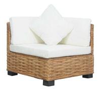 vidaXL Canapé d'angle avec coussins Rotin naturel