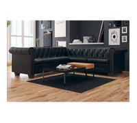 vidaXL Canapé d'angle Chesterfield 5 places Cuir synthétique Noir 243614