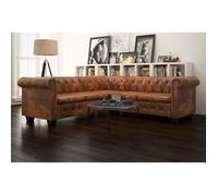 vidaXL Canapé d'angle Chesterfield 5 plcs Cuir artificiel Marron