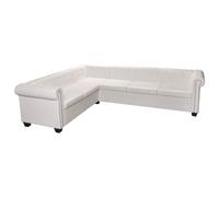 Vidaxl Canapé D'angle Chesterfield 6 Places Blanc Similicuir