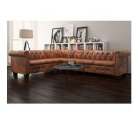 vidaXL Canapé d'angle Chesterfield 6 Places Cuir artificiel Marron 243618