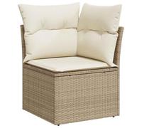 vidaXL Canapé d'angle de jardin avec coussins – Résine tressée Beige