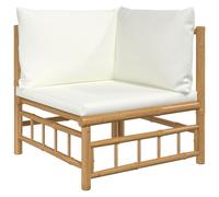 Vidaxl Canapé D'angle De Jardin Avec Coussins Blanc Crème Bambou