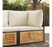 vidaXL Canapé d'angle de jardin avec coussins bois massif d'acacia, canapé d'angle de jardin, canapé simple, fauteuil de 367645 Multicolore G