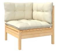 Vidaxl Canapé D'angle De Jardin Avec Coussins Crème Bois De Pin Massif