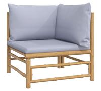 Canapé d'angle de jardin avec coussins gris clair bambou