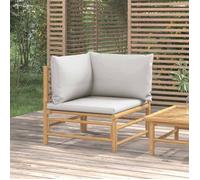 vidaXL Canapé d'angle de jardin en bambou avec coussins gris clair