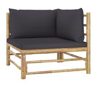 Vidaxl Canapé D'angle De Jardin Avec Coussins Gris Foncé Bambou Gris