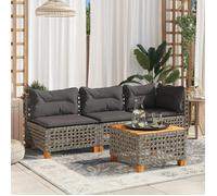 Vidaxl Canapé D'angle De Jardin Avec Coussins Gris Résine Tressée