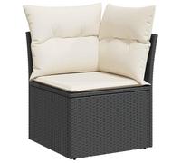 vidaXL Canapé d'angle de jardin avec coussins Résine tressée Noir