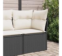 Vidaxl Canapé D'angle De Jardin Avec Coussins Noir Résine Tressée