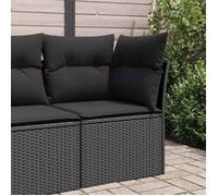 vidaXL Canapé d'angle de jardin avec coussins noir résine tressée 365962