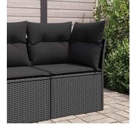 vidaXL Canapé d'angle de jardin avec coussins noir résine tressée 365985