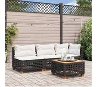 vidaXL Canapé d'angle de jardin avec coussins noir résine tressée, canapé d'angle de jardin, siège d'angle de jardin 365923