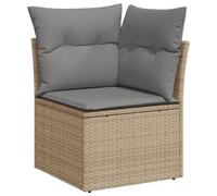 vidaXL Canapé d'angle de Jardin avec Coussins, Siège avec Dossier et Housse, Meuble de Terrasse Patio Balcon Extérieur, Beige Résine Tressée