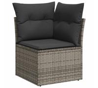 vidaXL Canapé d'angle de Jardin avec Coussins, Siège avec Dossier et Housse, Meuble de Terrasse Patio Balcon Extérieur, Gris Résine Tressée