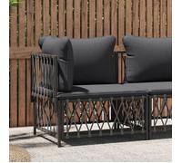 vidaXL Canapé d'Angle de Jardin avec Coussins, Siège avec Dossier, Meuble avec Cadre en Acier Terrasse Patio Extérieur, 364142