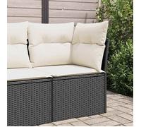 vidaXL Canapé d'angle de jardin avec coussins Résine tressée Noir