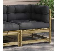 vidaXL Canapé d'Angle de Jardin 838068 – en bois pour extérieur, avec coussins et dossier