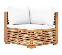 Vidaxl Canapé D'angle De Jardin Avec Coussin Crème Bois De Teck Solide