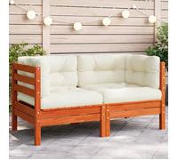 Canapé d angle de jardin coussins cire marron bois pin massif