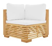 vidaXL Canapé d'angle de jardin et coussins crème Bois de teck massif