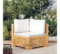 Canapé Central de Jardin avec Coussins Siège Gris Foncé Bois Teck Massif vidaXL
