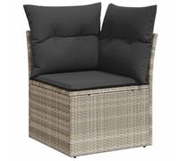 Canapé d'Angle de Jardin et Coussins, Siège avec Dossier et Housse, Meuble de Terrasse Patio Balcon Extérieur, Gris 366191